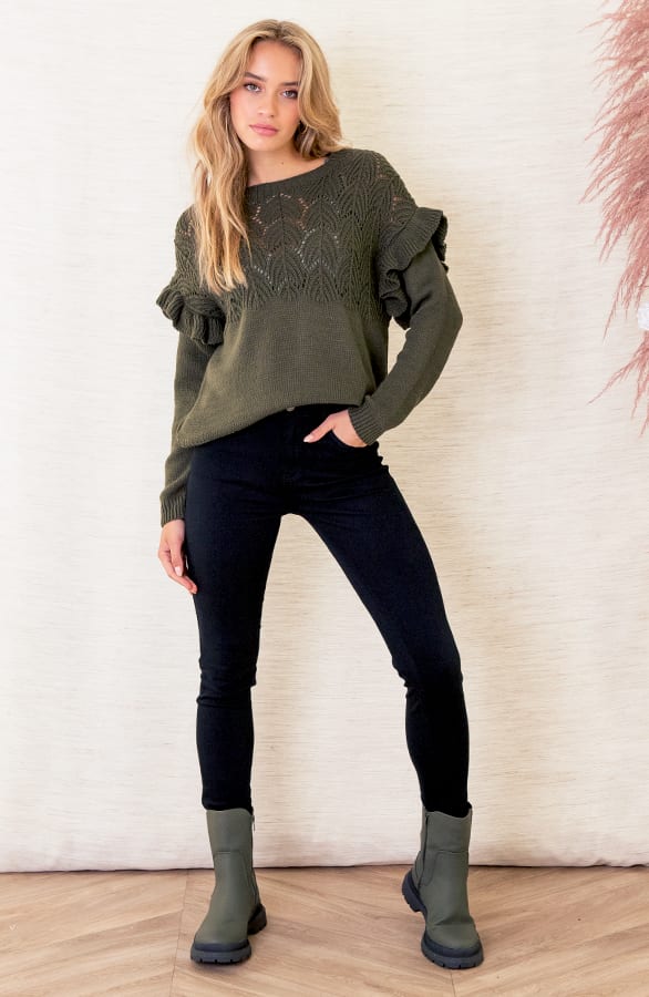 Trui Met Gehaakt Patroon Leslie Army – shoparchief — foto 2