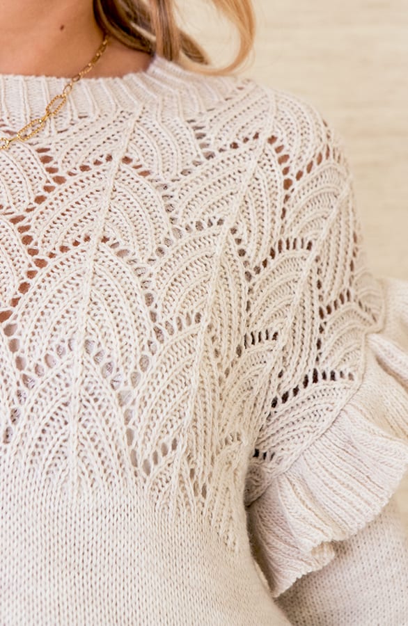 Trui Met Gehaakt Patroon Leslie Beige – shoparchief — foto 4