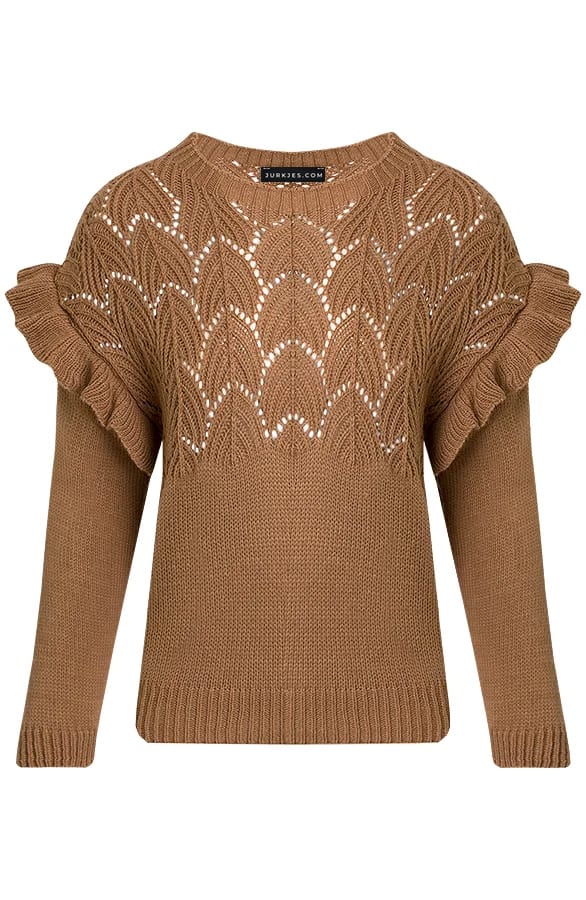 Trui Met Gehaakt Patroon Leslie Camel – shoparchief — foto 6