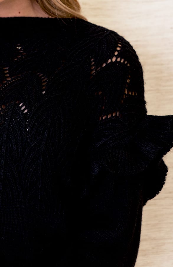 Trui Met Gehaakt Patroon Leslie Zwart – shoparchief — foto 4