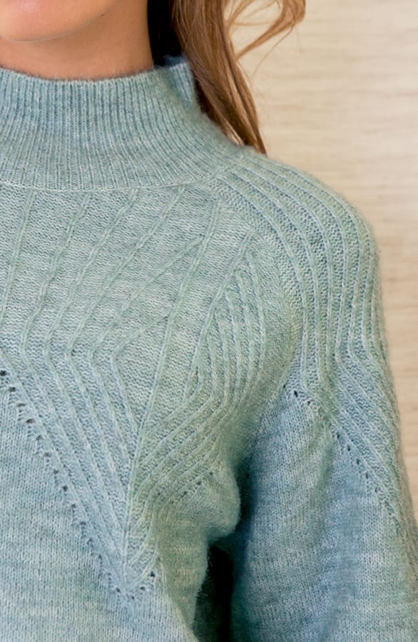 Zacht Gebreide Comfy Trui Met Col Victoria Mint – shoparchief — foto 5