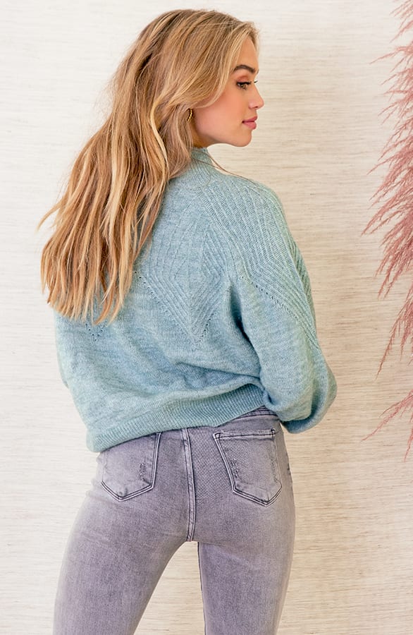 Zacht Gebreide Comfy Trui Met Col Victoria Mint – shoparchief — foto 4