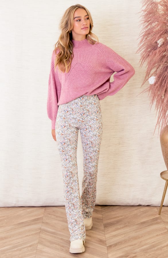 Janine Flared Broek Bloemen Light Army – shoparchief — foto 4