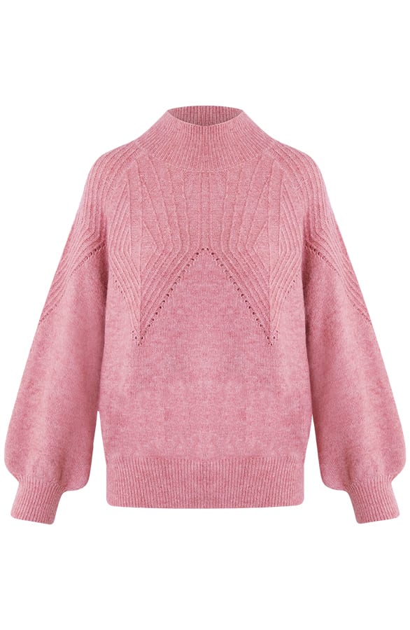 Zacht Gebreide Comfy Trui Met Col Victoria Roze – shoparchief — foto 6