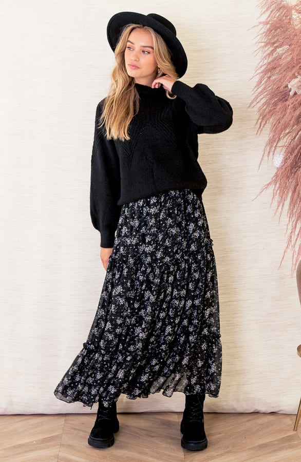 Lange Rok Met Print Merel Zwart – shoparchief — foto 3