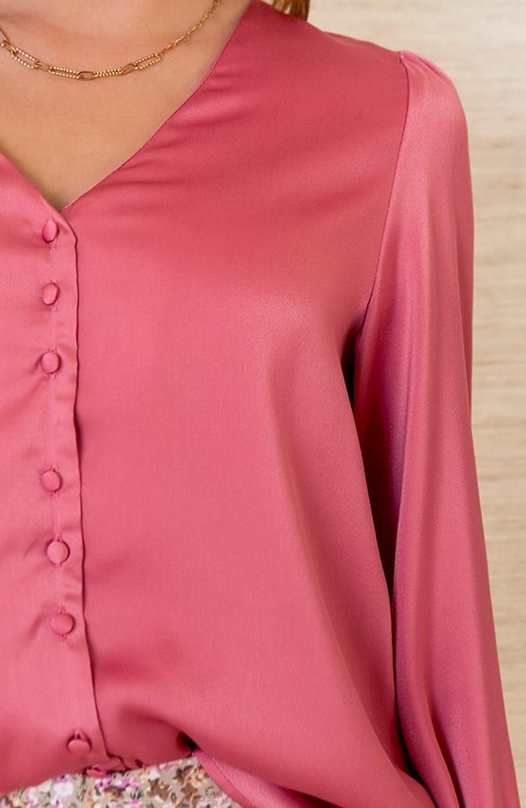 Zijden Blouse Met knopen Myla Blush Pink – shoparchief — foto 4