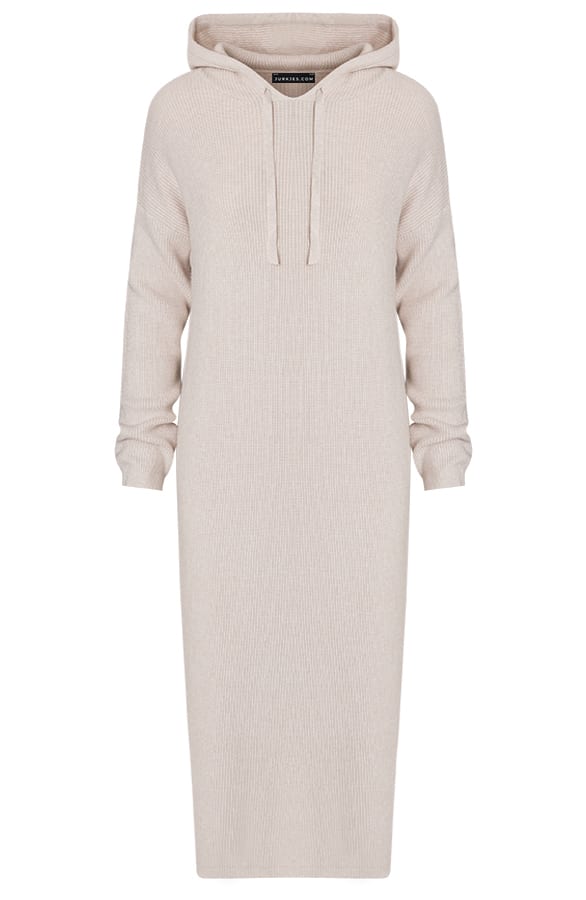 Gebreide Jurk Met Capuchon Everleigh Beige – shoparchief — foto 5