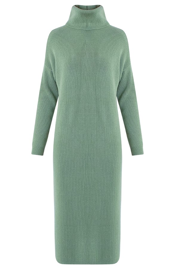 Gebreide Jurk Met Col Floor Dust Mint – shoparchief — foto 6