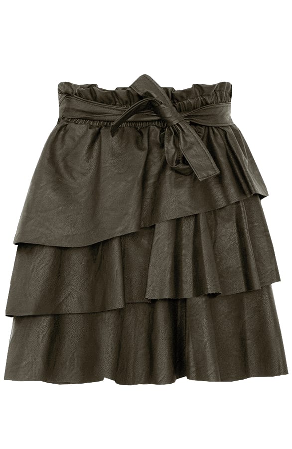 Jolie Leren Ruffle Rok Army – shoparchief — foto 6