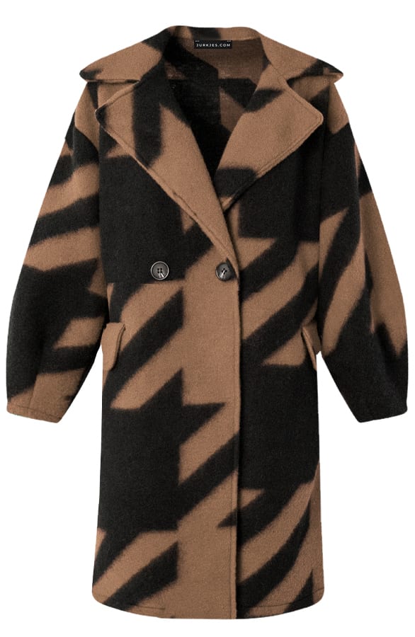 Oversized Jas Geblokt Rosa Camel – shoparchief — foto 6