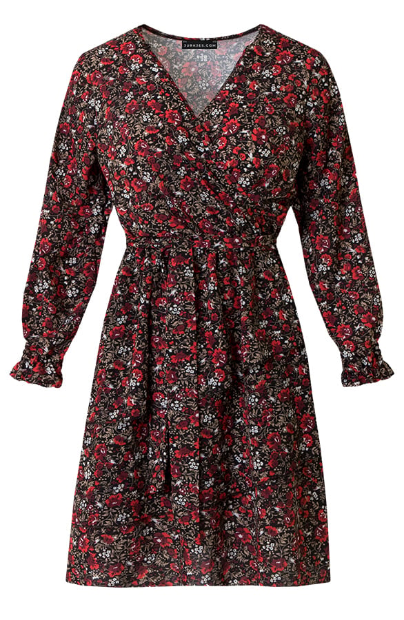 Overslag Jurk Met Bloemen Lola Rood – shoparchief — foto 5
