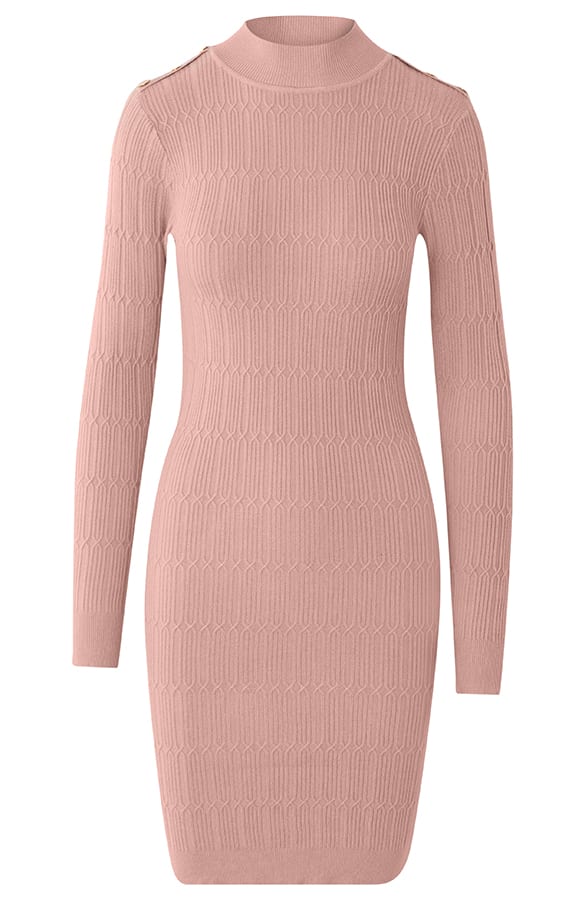 Patronen Jurk Met Sierknopen Krystel Roze – shoparchief — foto 5