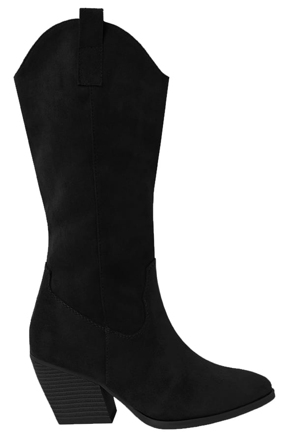Suedine Cowboy Laarzen Wanda Zwart – shoparchief