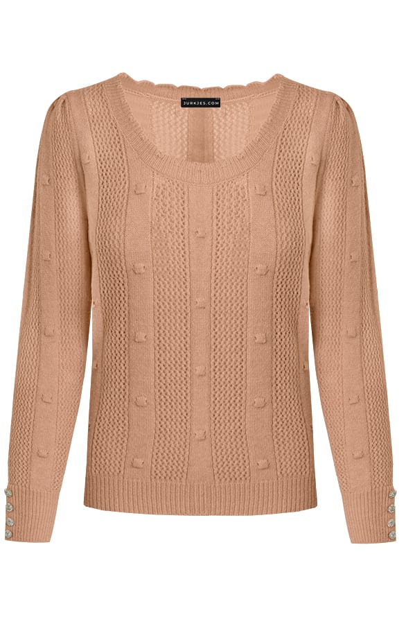 Trui Met Sierlijke Details Shelly Camel – shoparchief