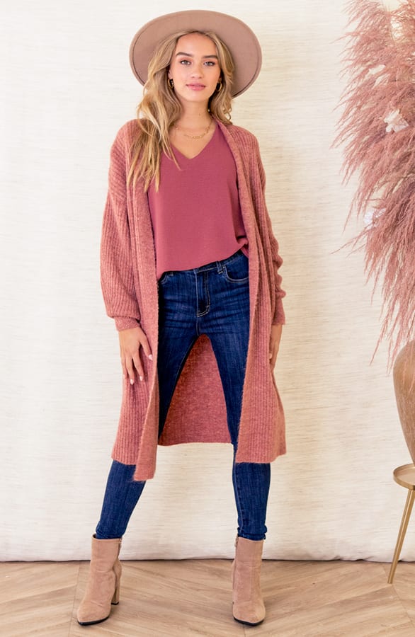 Vest Met Ribstof Allison Oud Roze – shoparchief