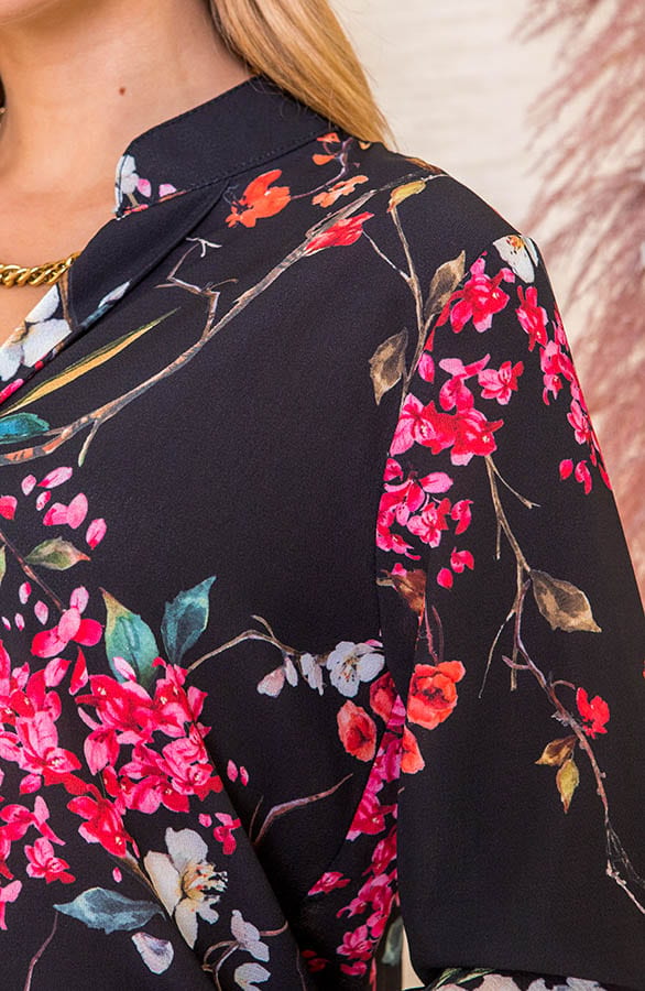 Bloemen Blouse Faye Zwart Roze – shoparchief — foto 4