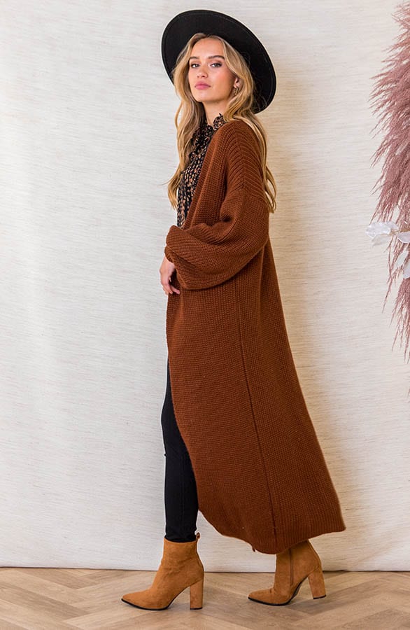 Gebreid Vest Lang Mila Cognac – shoparchief — foto 2