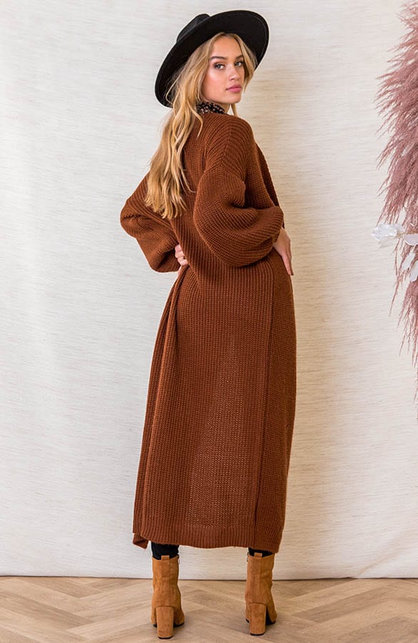 Gebreid Vest Lang Mila Cognac – shoparchief — foto 3