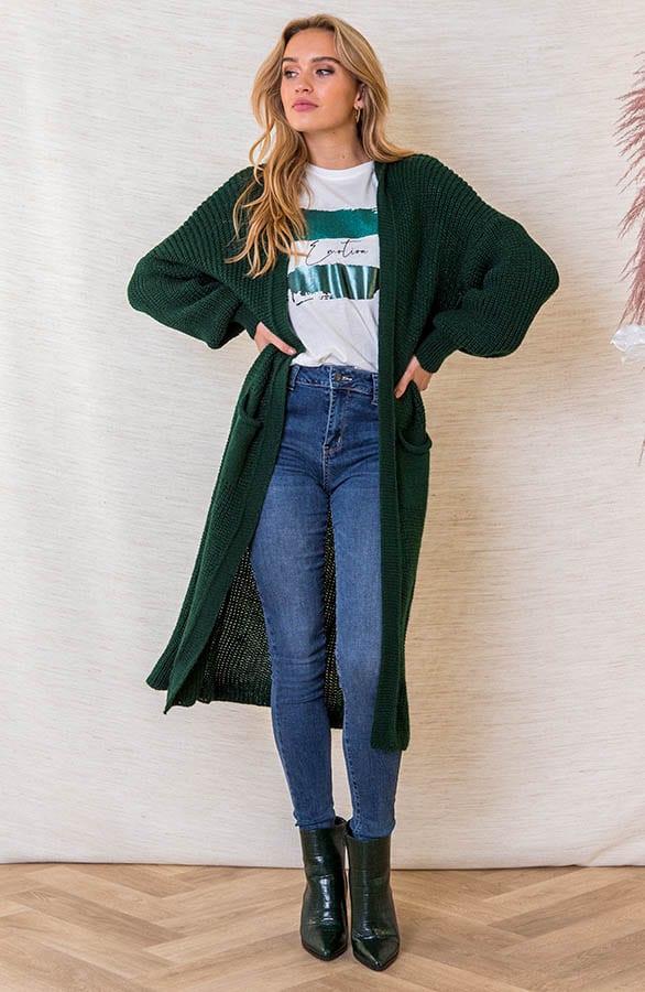 Lang Vest Met Zakken Lilly Smaragd – shoparchief
