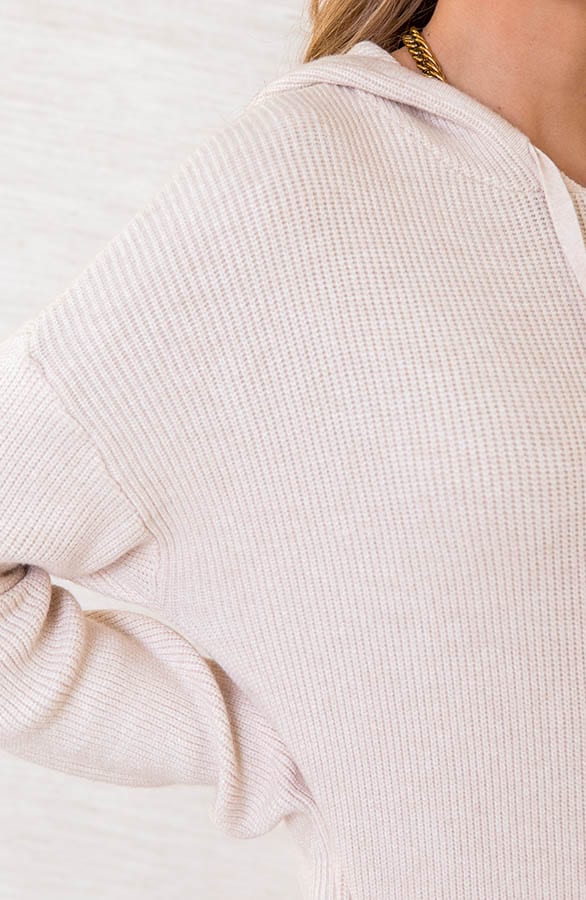 Gebreide Jurk Met Capuchon Everleigh Beige – shoparchief — foto 4