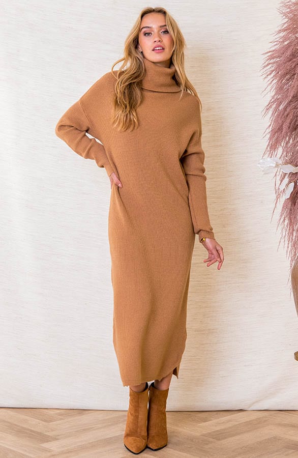 Gebreide Jurk Met Col Floor Camel – shoparchief — foto 6