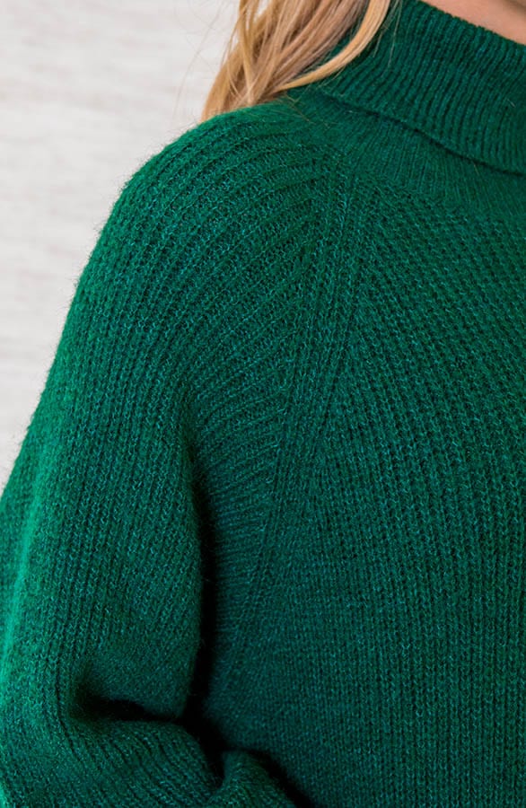 Midi Gebreide Col Jurk Katie Smaragd – shoparchief — foto 4