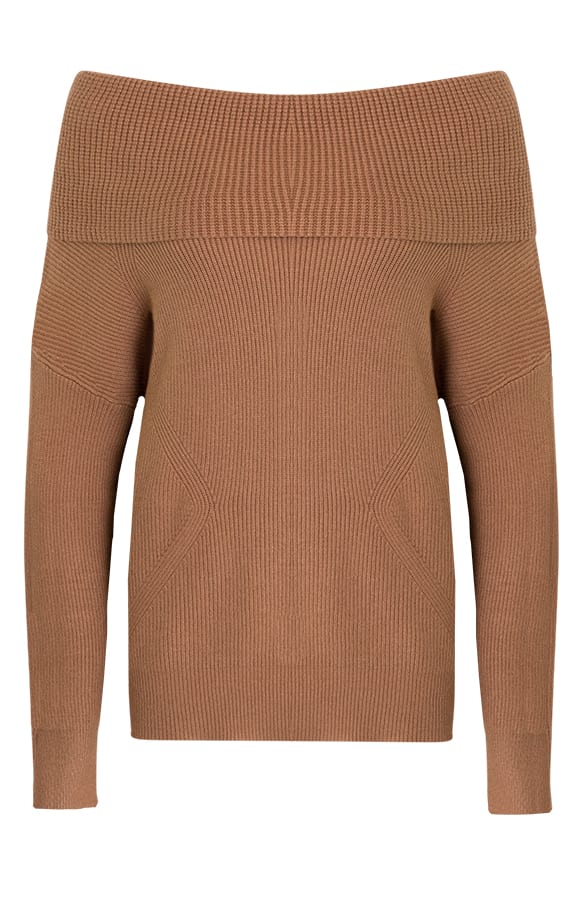 Gebreide Off The Shoulder Trui Jazlyn Camel – shoparchief — foto 5
