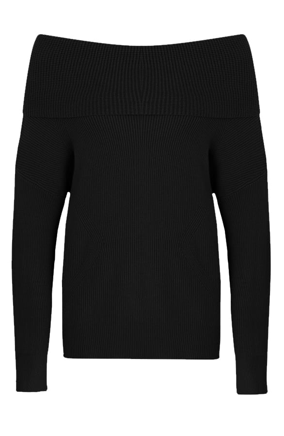 Gebreide Off The Shoulder Trui Jazlyn Zwart – shoparchief