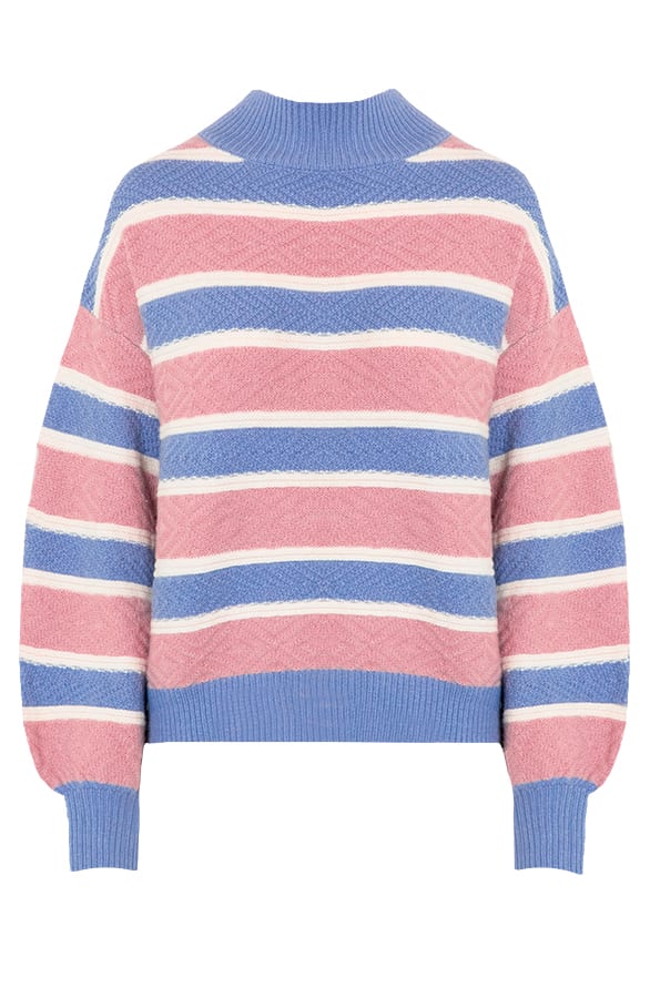 Gebreide Tricolore Trui Cheryl Blauw β shoparchief