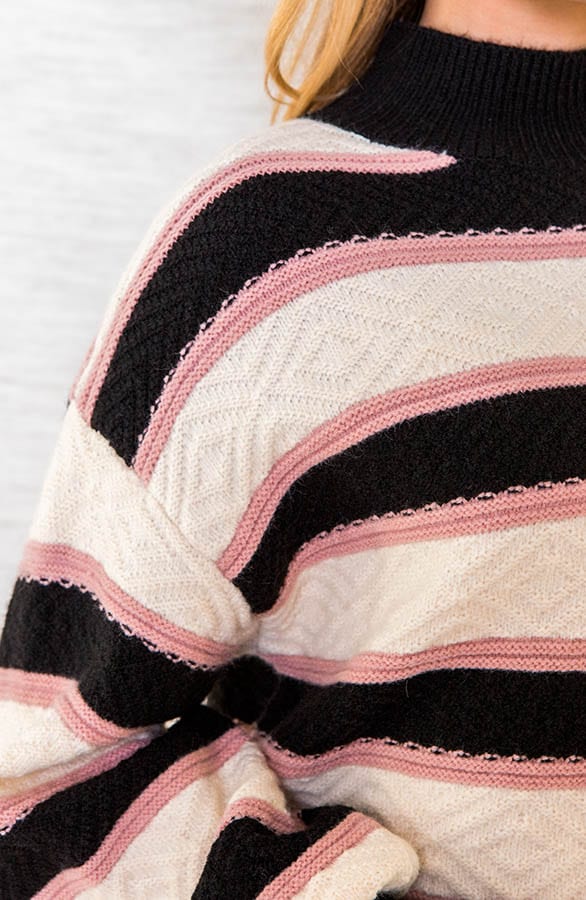 Gebreide Tricolore Trui Cheryl Zwart – shoparchief — foto 4