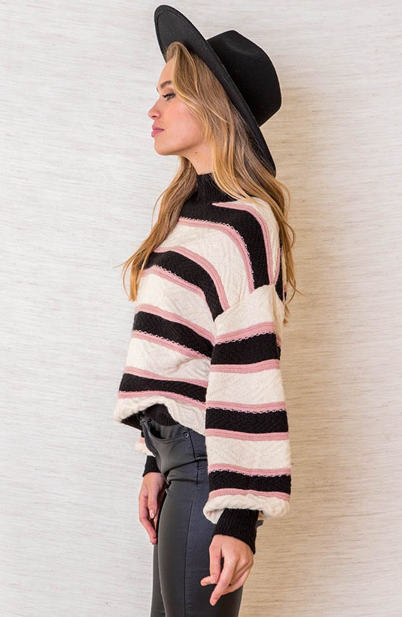 Gebreide Tricolore Trui Cheryl Zwart – shoparchief — foto 3