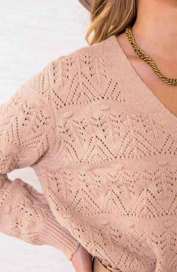 Gehaakt Trend Vest Mara Camel – shoparchief — foto 4