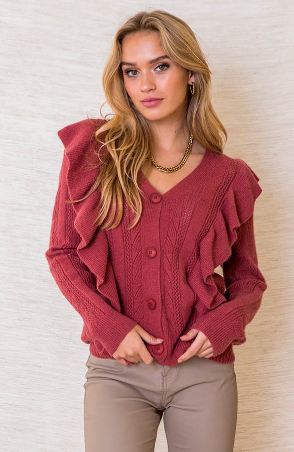 Gehaakt Vest Met Ruches Lianne Brique – shoparchief