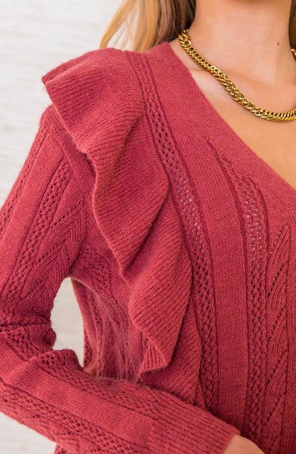Gehaakt Vest Met Ruches Lianne Brique – shoparchief — foto 4