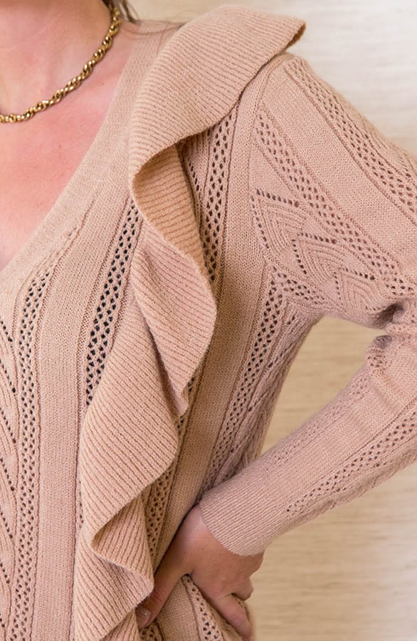 Gehaakt Vest Met Ruches Lianne Camel – shoparchief — foto 2