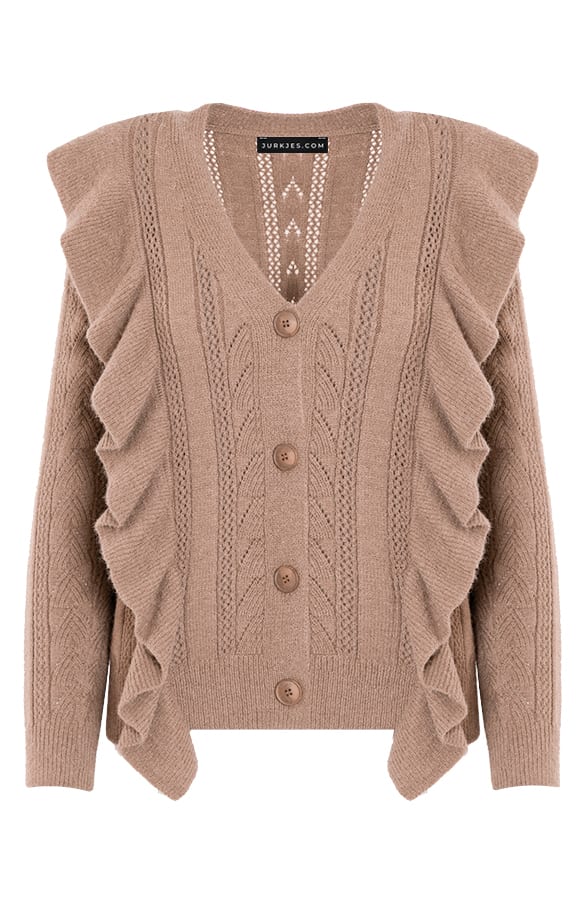 Gehaakt Vest Met Ruches Lianne Camel – shoparchief