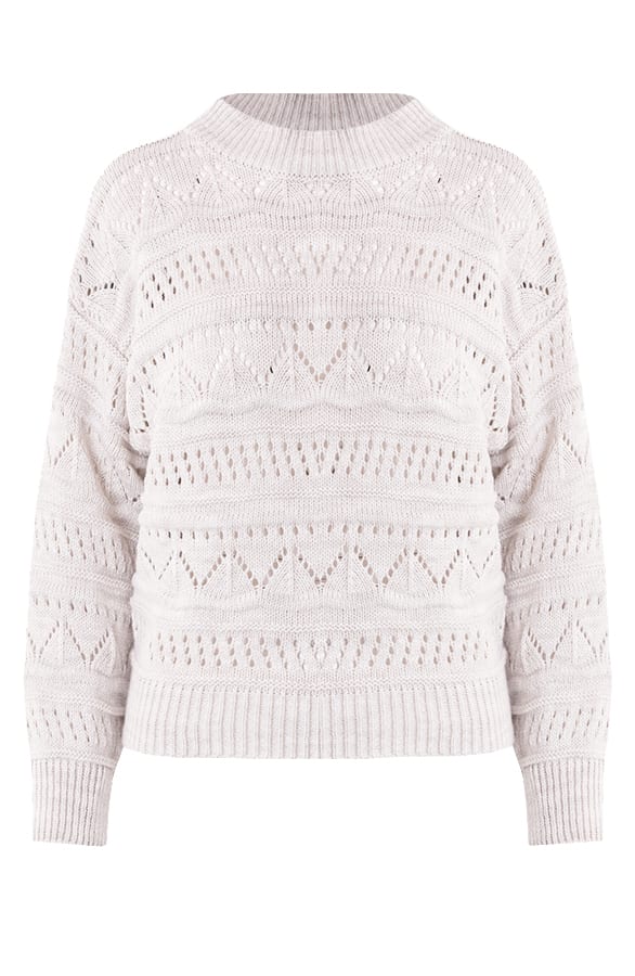 Gehaakte Boho Print Trui Luci Beige – shoparchief