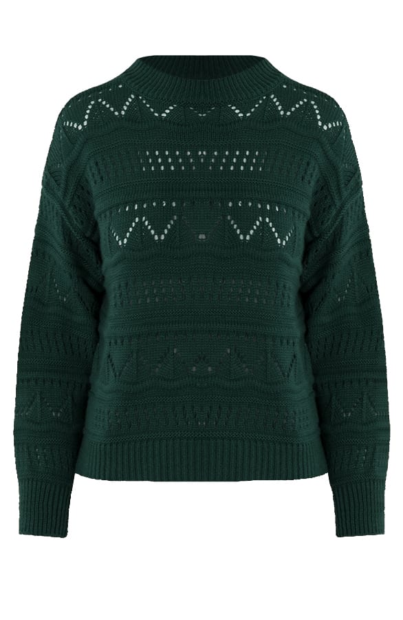 Gehaakte Boho Print Trui Luci Smaragd – shoparchief