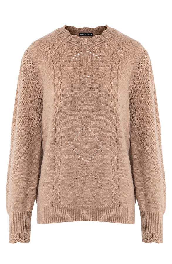 Gehaakte Details Trui Suzie Taupe – shoparchief — foto 6
