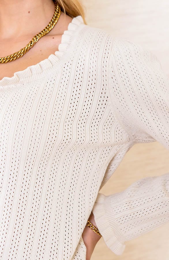 Gehaakte Top Met Ruches Beth Ecru – shoparchief — foto 4