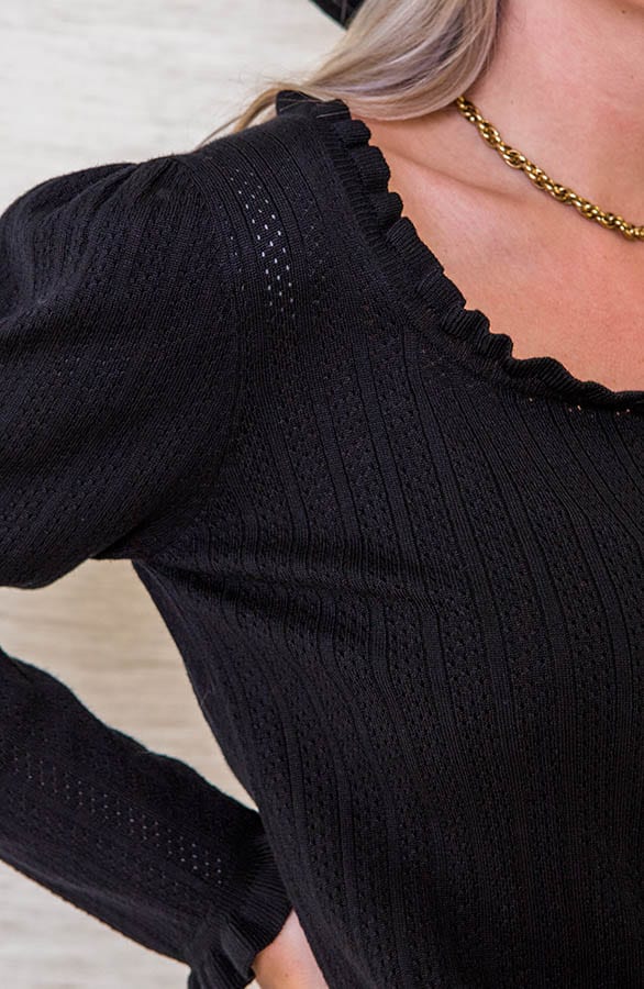 Gehaakte Top Met Ruches Beth Zwart – shoparchief — foto 2