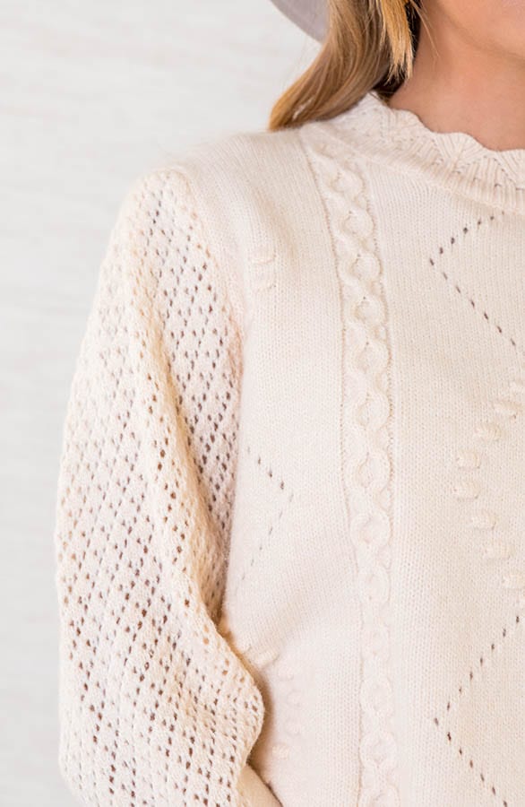 Gehaakte Details Trui Suzie Beige – shoparchief — foto 4