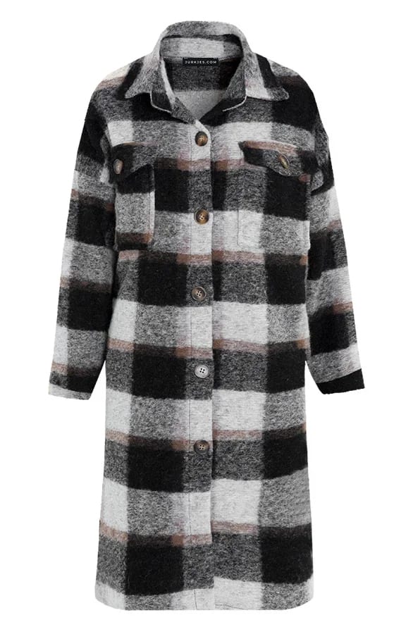 Geruite Woven Jas Rosie Zwart – shoparchief — foto 6