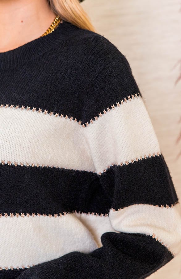 Gestreepte Lurex Trui Janae Zwart – shoparchief — foto 4