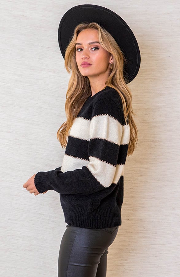 Gestreepte Lurex Trui Janae Zwart – shoparchief — foto 2