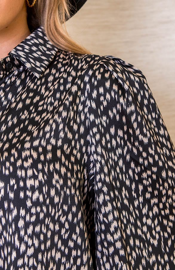 Glanzende Print Blouse Holly Zwart – shoparchief — foto 4