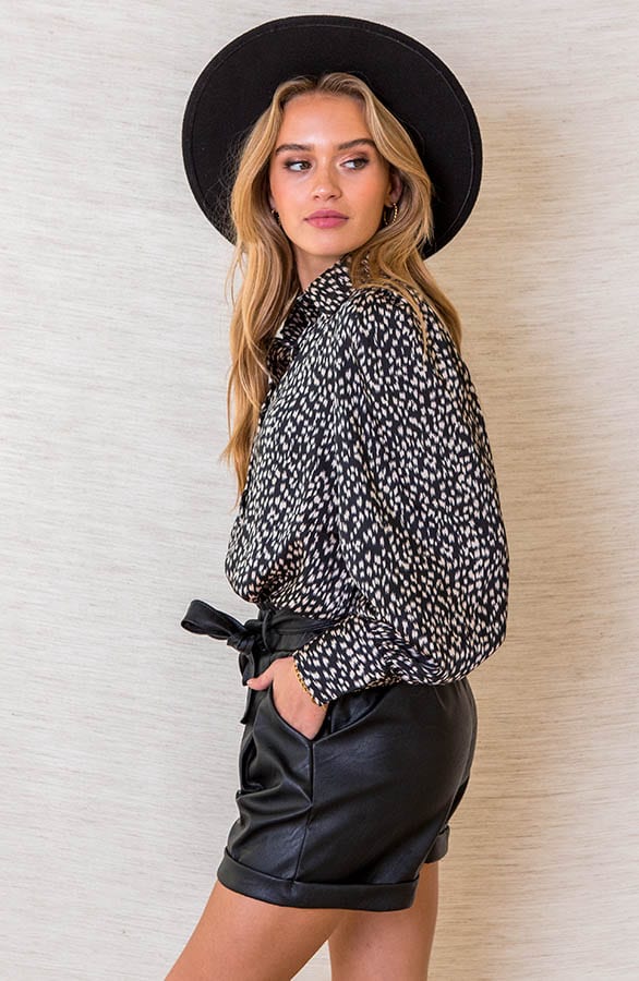 Glanzende Print Blouse Holly Zwart – shoparchief — foto 2
