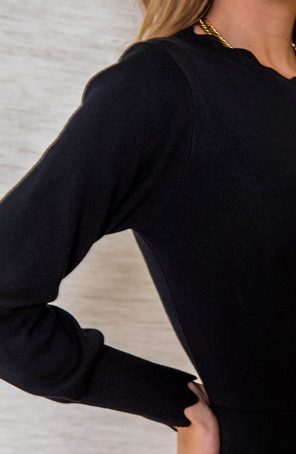 Golvende Stretch Jurk Kylie Zwart – shoparchief — foto 4
