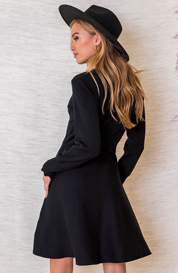 Golvende Stretch Jurk Kylie Zwart – shoparchief — foto 3