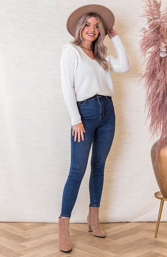 Hoge Taille Skinny Jeans Izzy Donkerblauw – shoparchief — foto 4